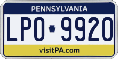 PA license plate LPO9920