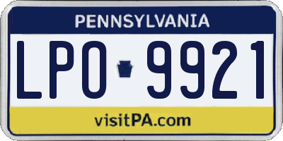 PA license plate LPO9921