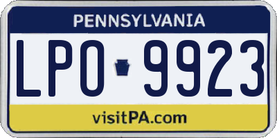 PA license plate LPO9923