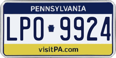 PA license plate LPO9924