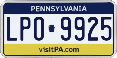 PA license plate LPO9925