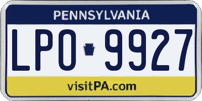 PA license plate LPO9927
