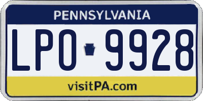 PA license plate LPO9928