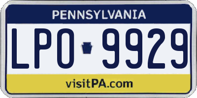 PA license plate LPO9929