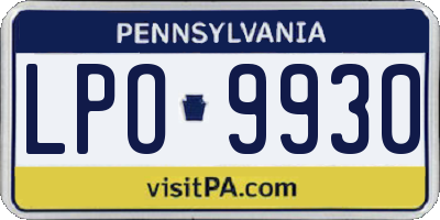 PA license plate LPO9930
