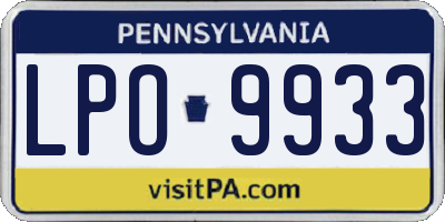 PA license plate LPO9933