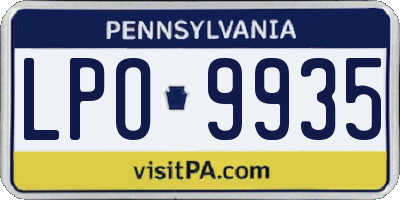 PA license plate LPO9935