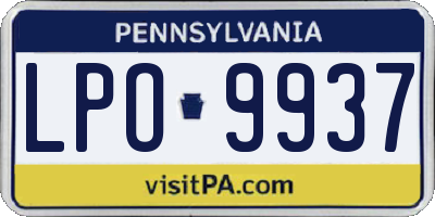 PA license plate LPO9937
