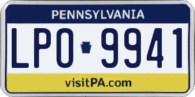PA license plate LPO9941