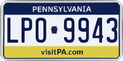 PA license plate LPO9943