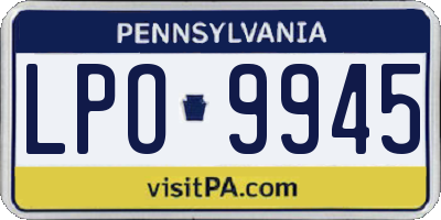 PA license plate LPO9945