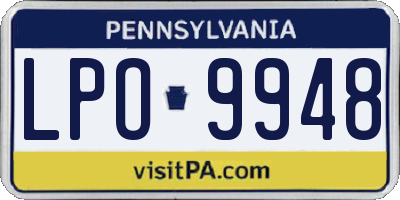 PA license plate LPO9948