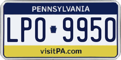 PA license plate LPO9950