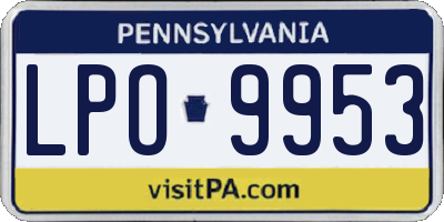 PA license plate LPO9953
