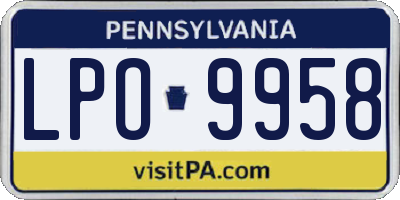 PA license plate LPO9958