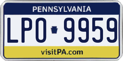 PA license plate LPO9959