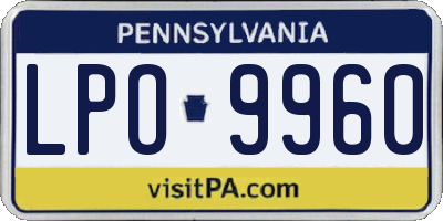 PA license plate LPO9960