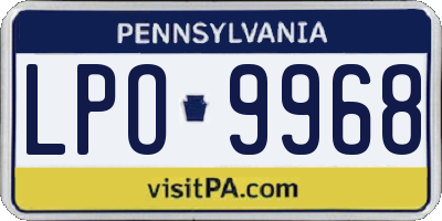 PA license plate LPO9968
