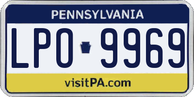PA license plate LPO9969