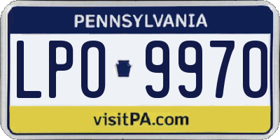PA license plate LPO9970