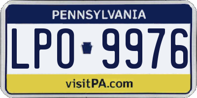 PA license plate LPO9976