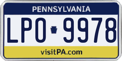 PA license plate LPO9978