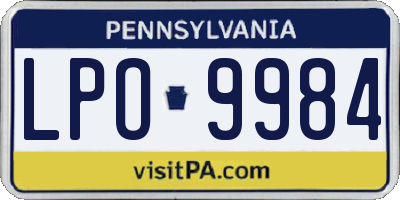 PA license plate LPO9984
