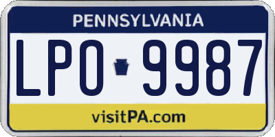 PA license plate LPO9987