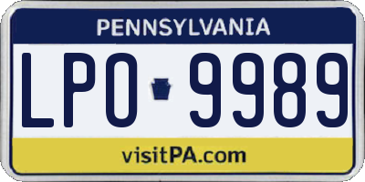 PA license plate LPO9989