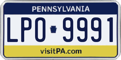PA license plate LPO9991