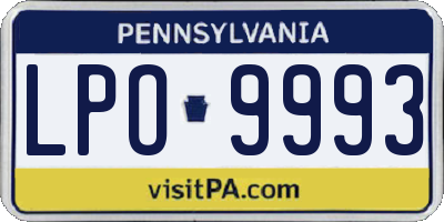 PA license plate LPO9993