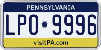 PA license plate LPO9996