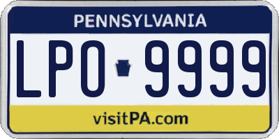 PA license plate LPO9999