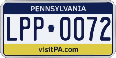 PA license plate LPP0072