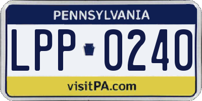 PA license plate LPP0240