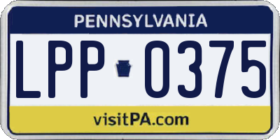 PA license plate LPP0375