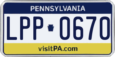 PA license plate LPP0670