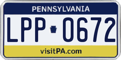 PA license plate LPP0672