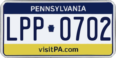 PA license plate LPP0702