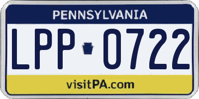 PA license plate LPP0722