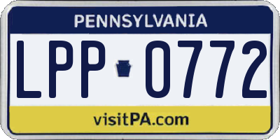 PA license plate LPP0772