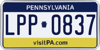 PA license plate LPP0837