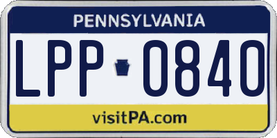 PA license plate LPP0840
