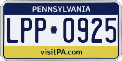 PA license plate LPP0925