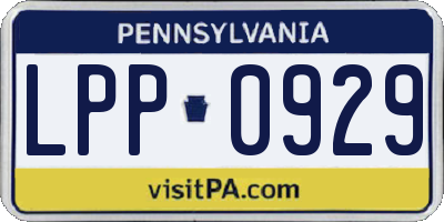 PA license plate LPP0929