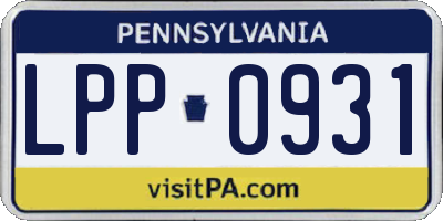 PA license plate LPP0931