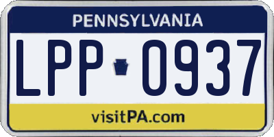 PA license plate LPP0937