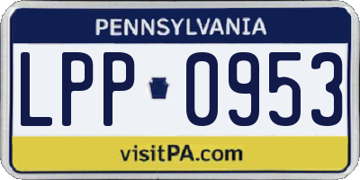 PA license plate LPP0953