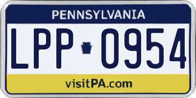 PA license plate LPP0954