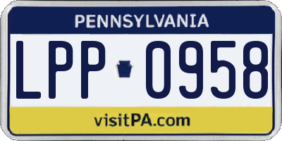 PA license plate LPP0958